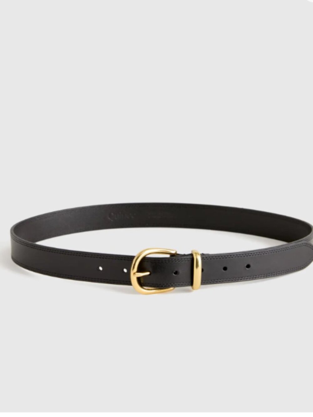NWT Quince Allegra European Leather Belt in Black Size Medium